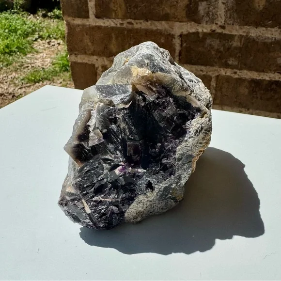 Dark Purple Cubic Fluorite Cluster 2.37 lb 4.5x5” Display